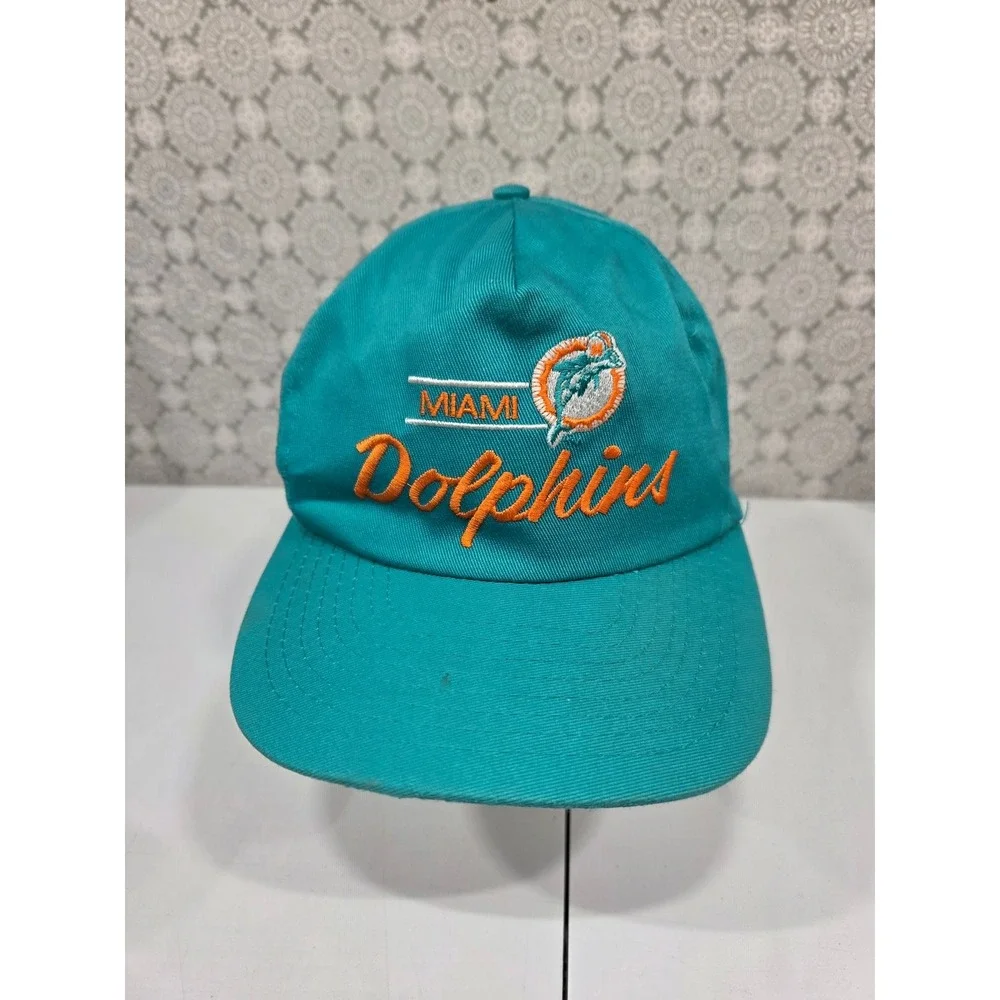 Miami Dolphins Snapback Hat Teal Orange Embroidered NFL Football Logo‎ Adult